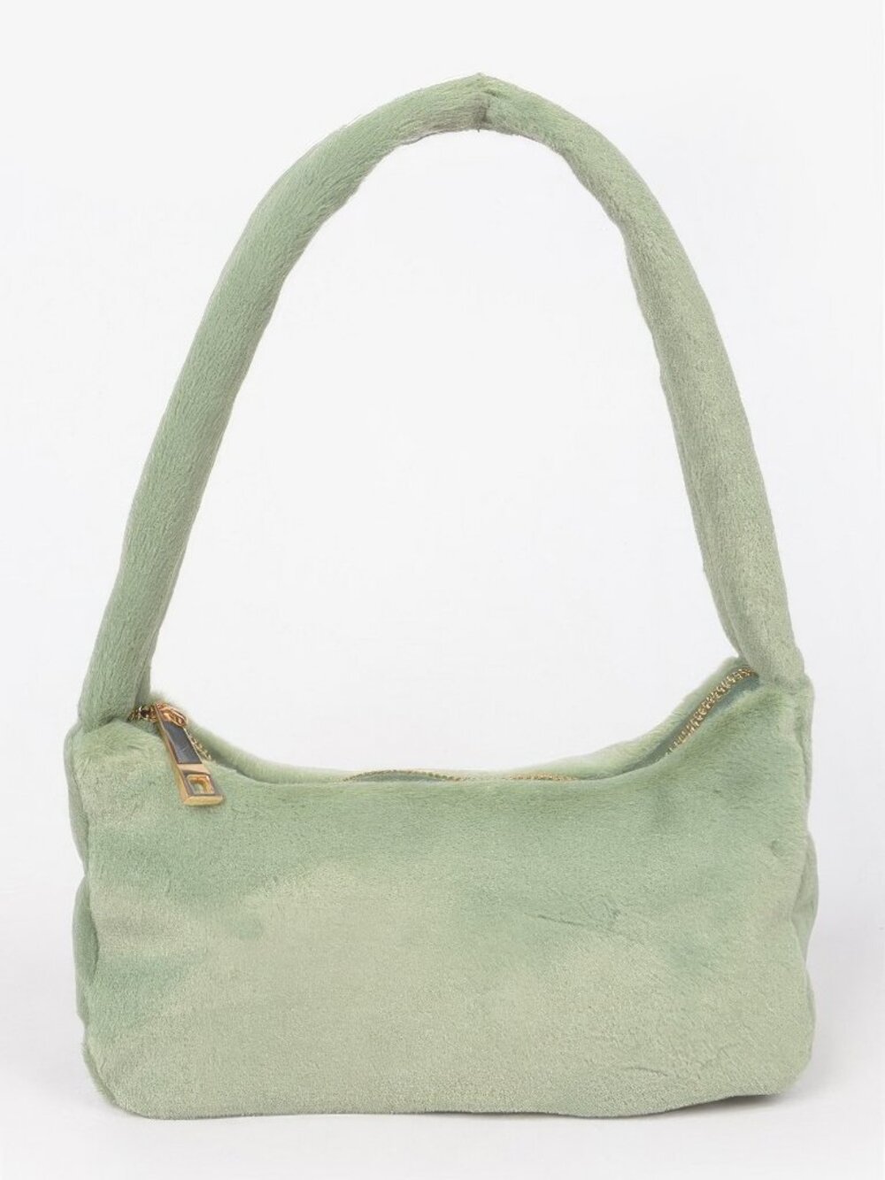Solid Faux Fur Shoulder Bag